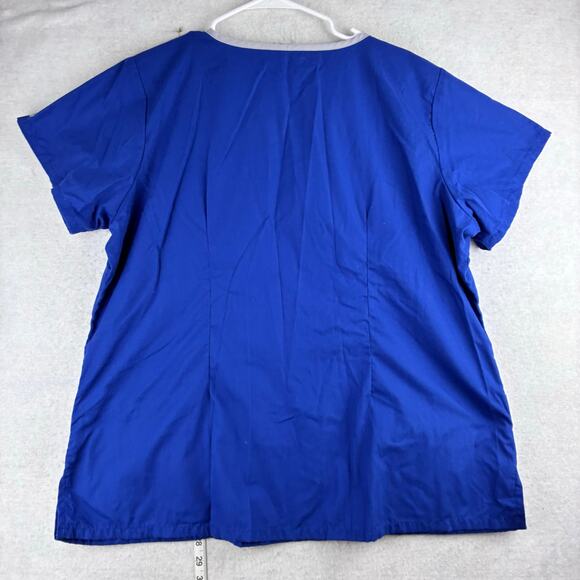 Butter Soft Scrub Top Womens XL Cobalt Blue Nursing Work Uniform Pockets Comfort - Picture 3 of 9
